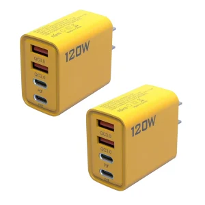 2Pack 120W 4 Port Universal Quick Wall Charger