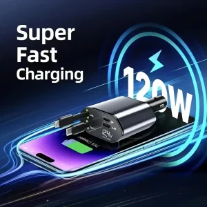 4 in 1 120W Retractable Car Charger